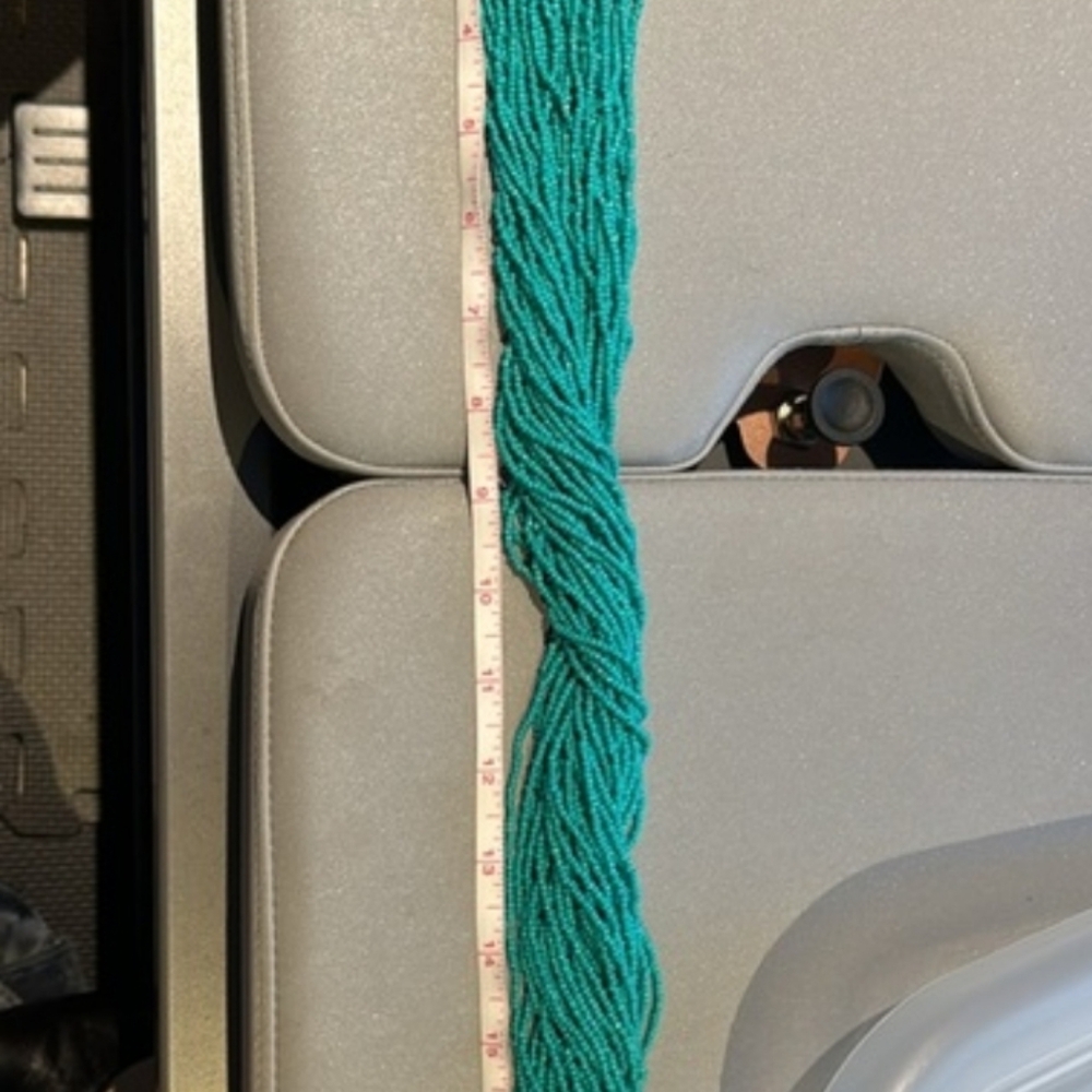 Turquoise Glass Seed Bead Multi Strand Necklace - Picture 2 of 4